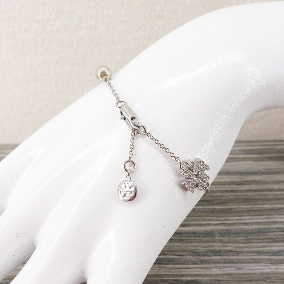 Tory Burch Gemstones and Pearl Bracelet Silver OS - Picture 7 of 16